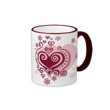 Swirly hearts and flowers Mug