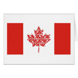 Swirly Maple Leaf Canadian Flag Greeting Cards