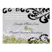 Swirly Purple & Green Save The Date Post Cards