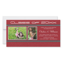Swirly-Q 2-Photo Graduation Announcement (red) Photo Cards