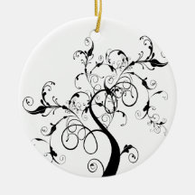 Swirly romantic tree christmas ornaments