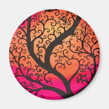 Swirly Tree Refrigerator Magnet