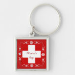 Swiss flag and edelweiss key chain