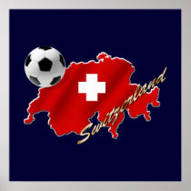 Swiss Map of Switzerland soccer football gifts Print