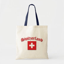 Switzerland Flag (w/inscription) Tote Bags