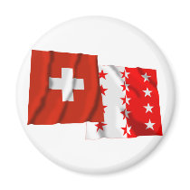 Switzerland & Valais Waving Flags