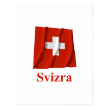 Switzerland Waving Flag with Name in Raeto-Romance Post Cards