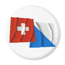 Switzerland & Zurich Waving Flags