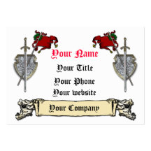 sword, shield and banner business card template
