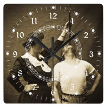 Sword Swallower and  Wife Vintage Sideshow Freaks Wall Clocks