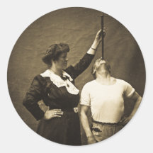 Sword Swallower and  Wife Vintage Sideshow Freaks Stickers