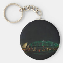 Sydney Bridge and Opera House at night, Australia Key Chain