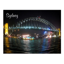 sydney bridge fisheye postcard