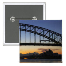 Sydney Harbour Bridge and Sydney Opera House at 2 Pinback Buttons