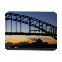 Sydney Harbour Bridge and Sydney Opera House at 2 Rectangular Magnet