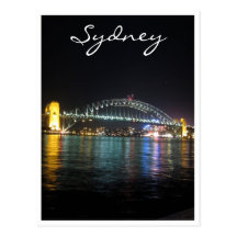 sydney night reflections post card