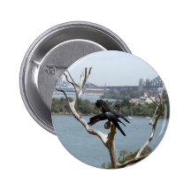 Sydney View and Black Cockatoos Buttons
