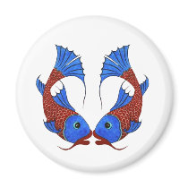 Symbol for Love Koi Carp Fishes with Heart Figure Magnet