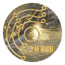 Symbol RUNA / GOLD, I'M RICH | golden river Round Sticker