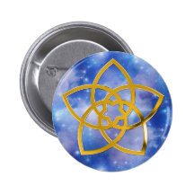 Symbol Venus Flower / GOLD Pinback Buttons