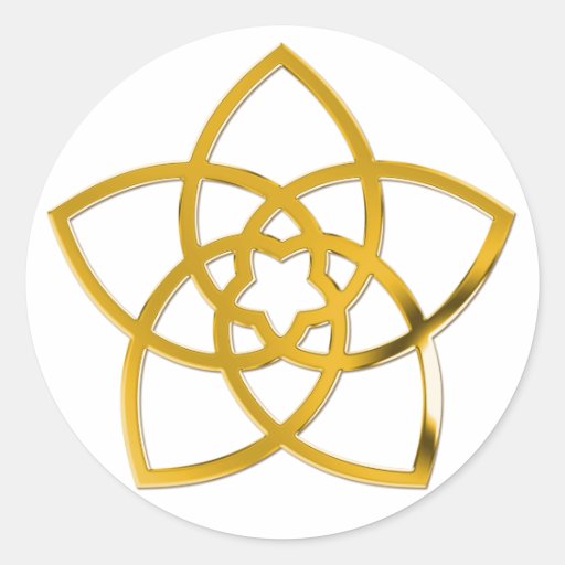 Symbol Venus Flower / GOLD Round Stickers