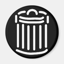 Symbole blanc de poubelle (pour des milieux foncés aimant pour réfrigérateur
