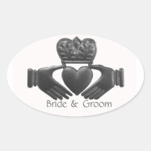 Symbole d'amour de Claddagh d'Irlandais Autocollant Ovale