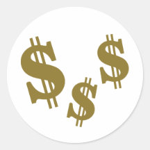Symboles dollar autocollants ronds