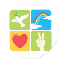 Symbols of Faith Hope Love and Peace Round Sticker