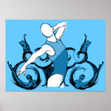 Synch Swimming Illustration Print