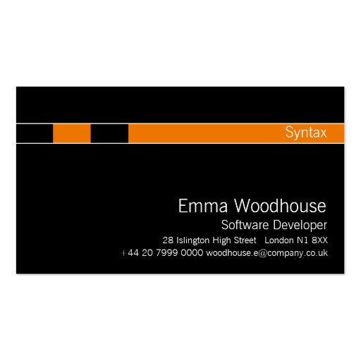 Syntax Black & Orange Business Card