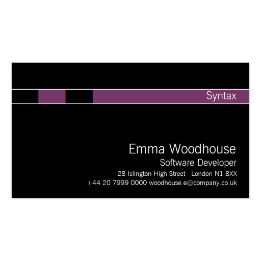 Syntax Black & Purple Business Card Templates