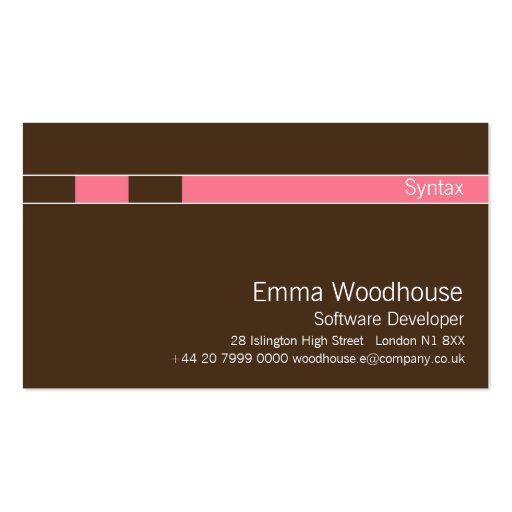 Syntax Chocolate Brown & Deep Pink Business Card