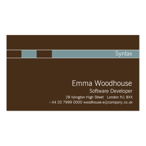 Syntax Chocolate Brown & Light Steel Blue Business Card Template