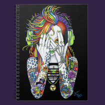 Synthea Psytrance Peek A Boo Tattoo Notebook notebooks