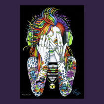 Synthea Psytrance Rainbow Peek A Boo Tattoo Poster posters