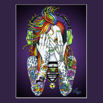 Synthea Psytrance Tattoo Disk Jockey Fae Postcard postcards