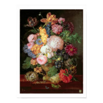 T30763 A Still Life of Flowers and Fruit (panel) posters