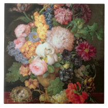 T30763 A Still Life of Flowers and Fruit (panel) tiles