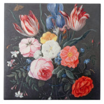 T32511 Still Life of Flowers in a Vase, 1661 (see tiles