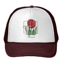 T for Tulips Flower Monogram Mesh Hat
