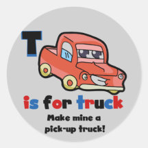 T is for Truck Tshirts and Gifts Stickers