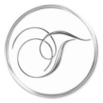 T Monogram Letter Sliver On White Wedding Seal Sticker