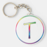 T Rainbow Monogram Keychain