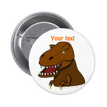 T-Rex Tyrannosaurus Rex Scary Cartoon Dinosaur Pinback Buttons