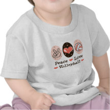 T-shirt de bébé de volleyball d'amour de paix