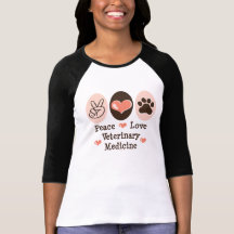 T-shirt de raglan de médecine vétérinaire d'amour 