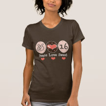 T-shirt de sweet sixteen d'amour de paix
