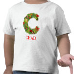 T-shirt initial de monogramme de Noël C