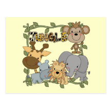T-shirts et cadeaux d'animaux de jungle de bébé cartes postales
